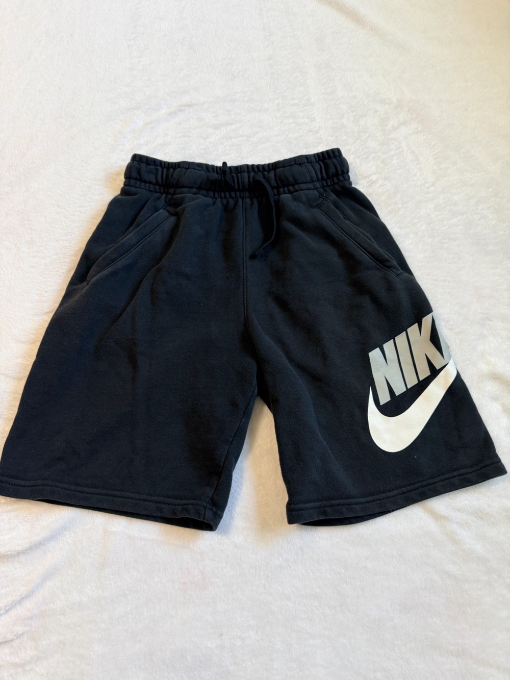 Nike Black Kids Shorts with White Swoosh Logo